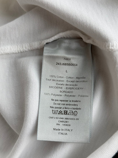 Dior White & Grey Couture Embroidered Logo T-Shirt
