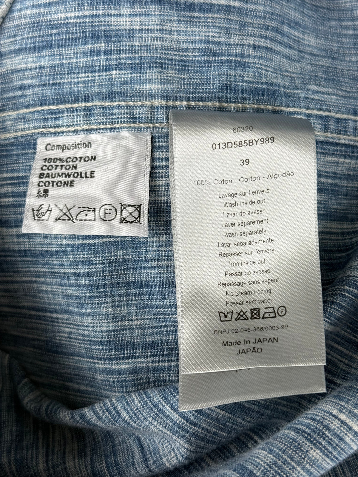 Dior Blue & White Oblique Denim Button Up Shirt