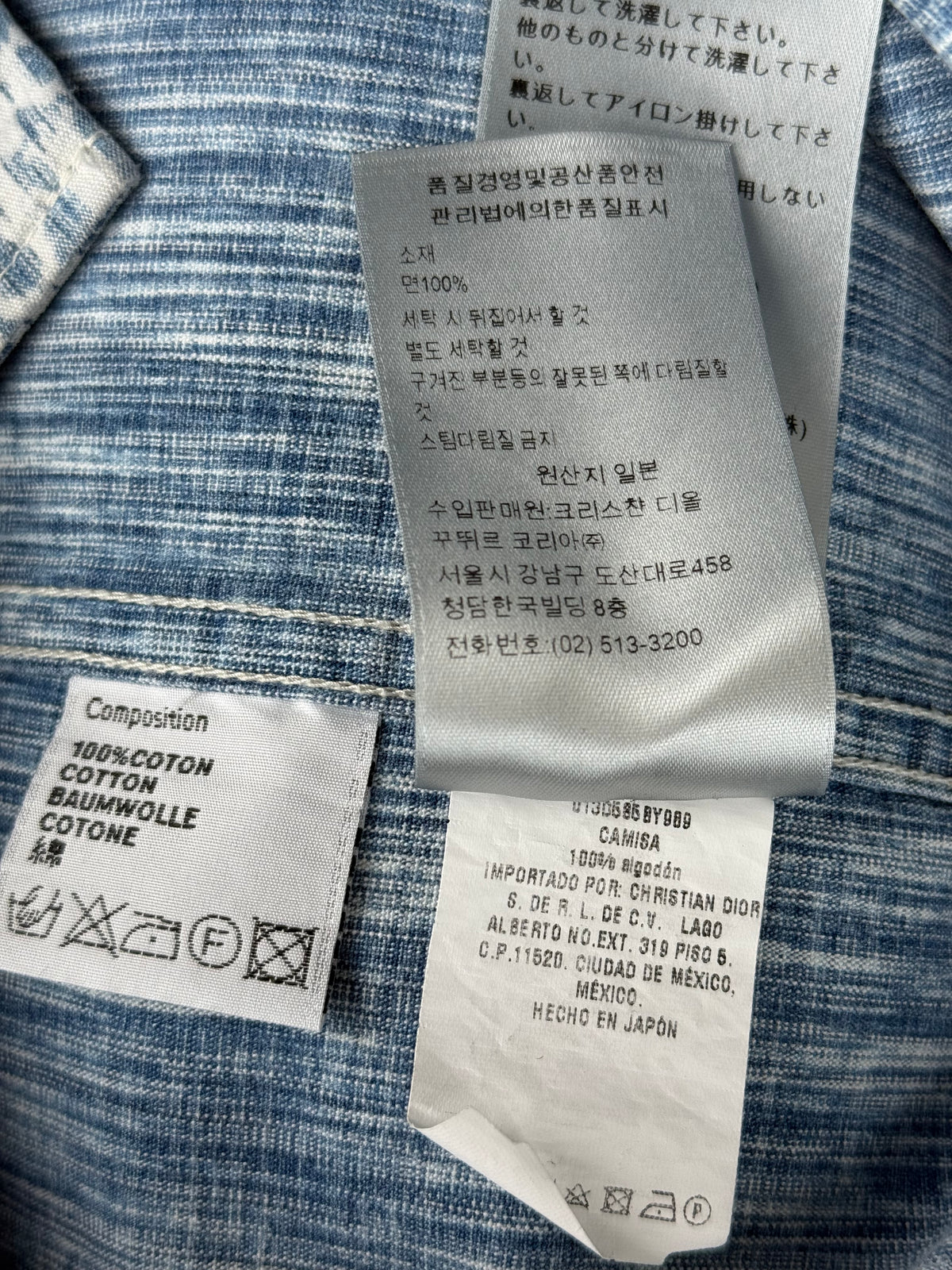 Dior Blue & White Oblique Denim Button Up Shirt