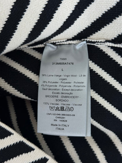 Dior Beige & Black CD Diamond Logo Knitted Sweater