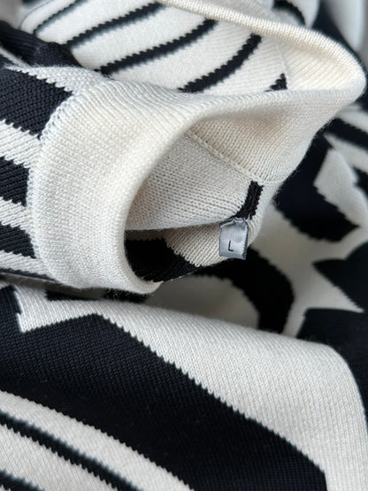 Dior Beige & Black CD Diamond Logo Knitted Sweater