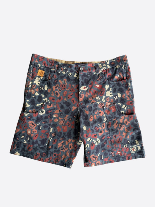 Louis Vuitton Navy & Orange Camouflage Carpenter Shorts