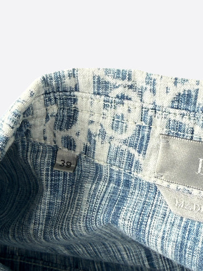 Dior Blue & White Oblique Denim Button Up Shirt