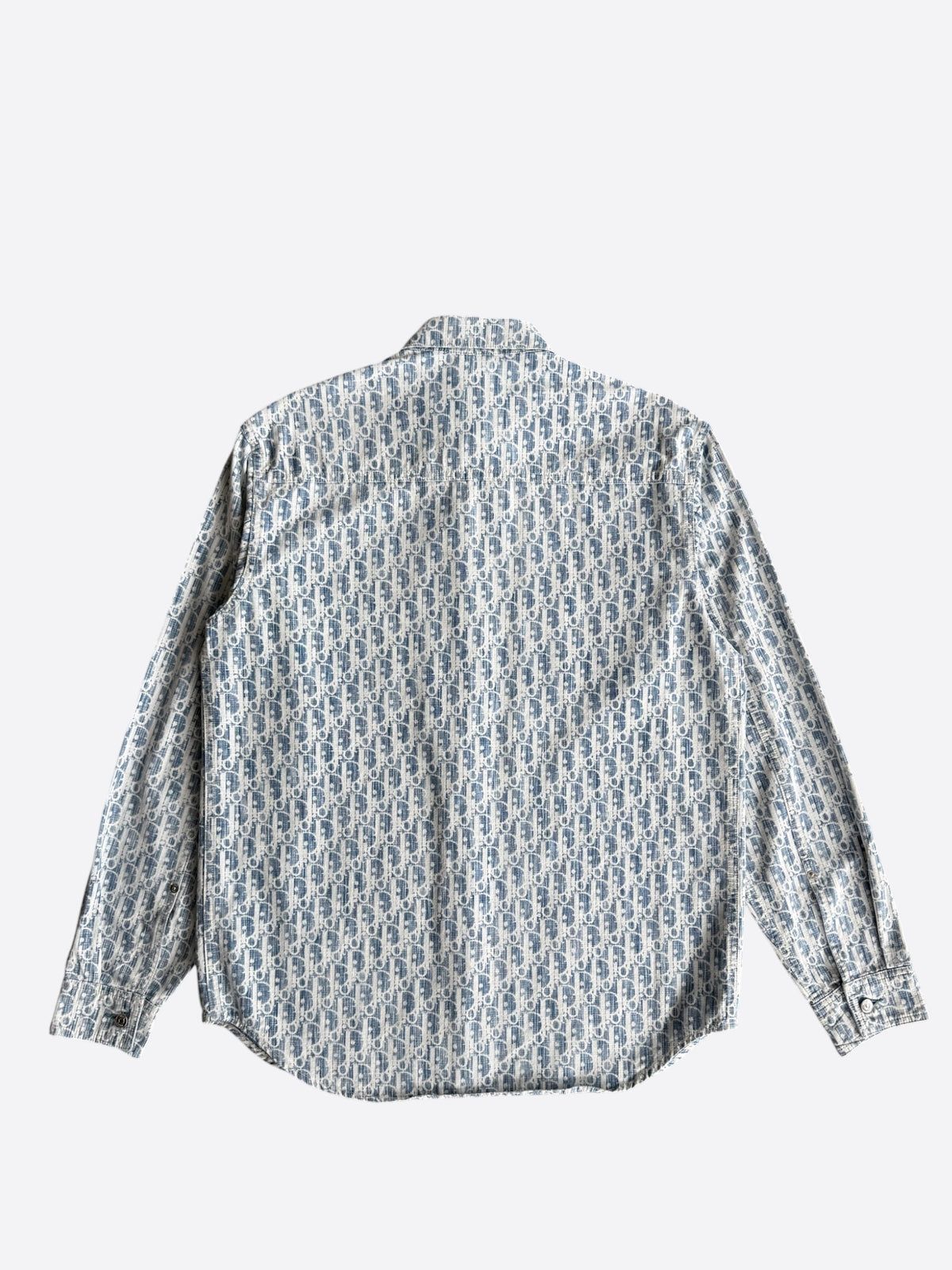 Dior Blue & White Oblique Denim Button Up Shirt