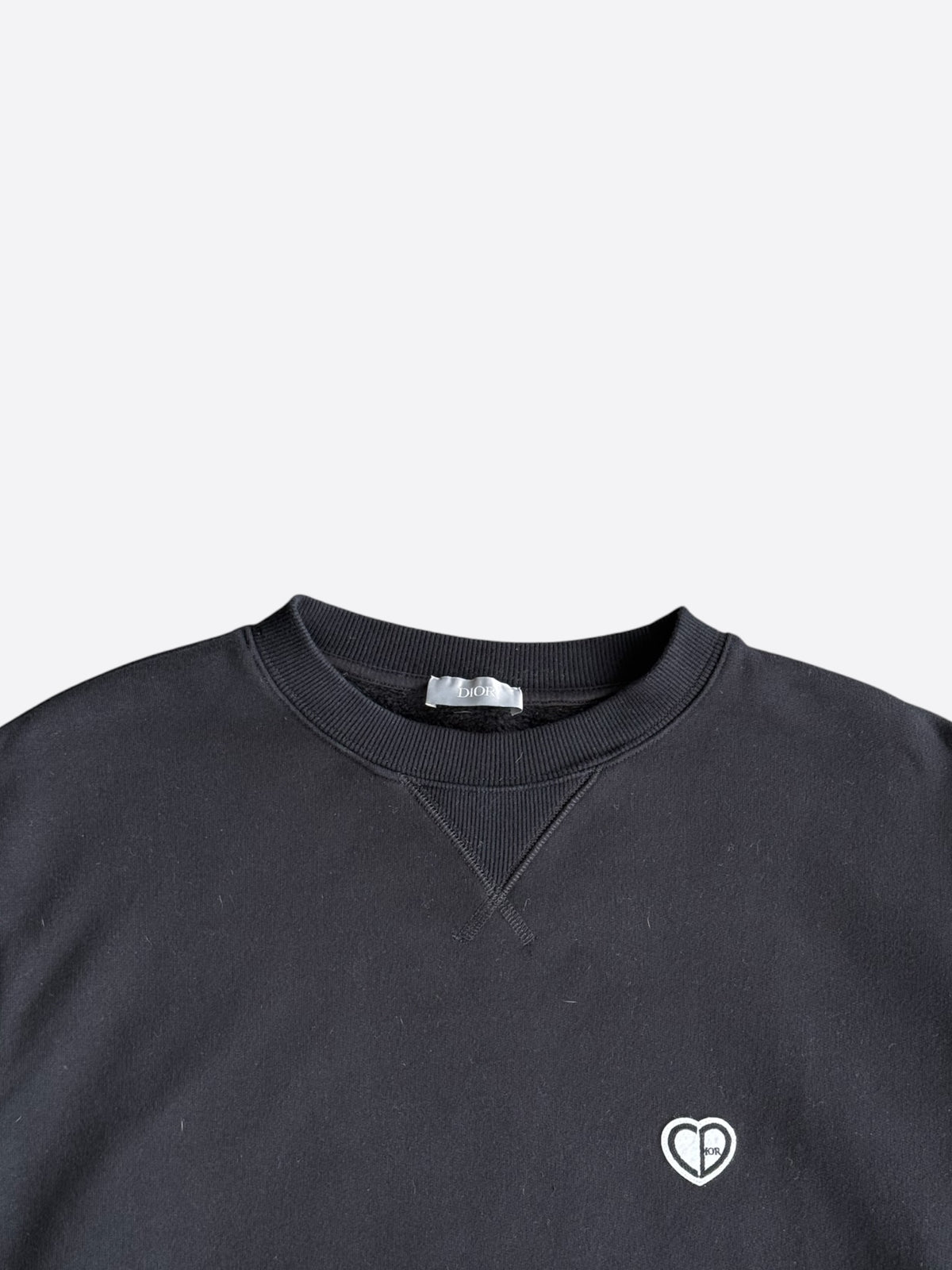 Dior Black & White Heart CD Embroidered Logo Sweater