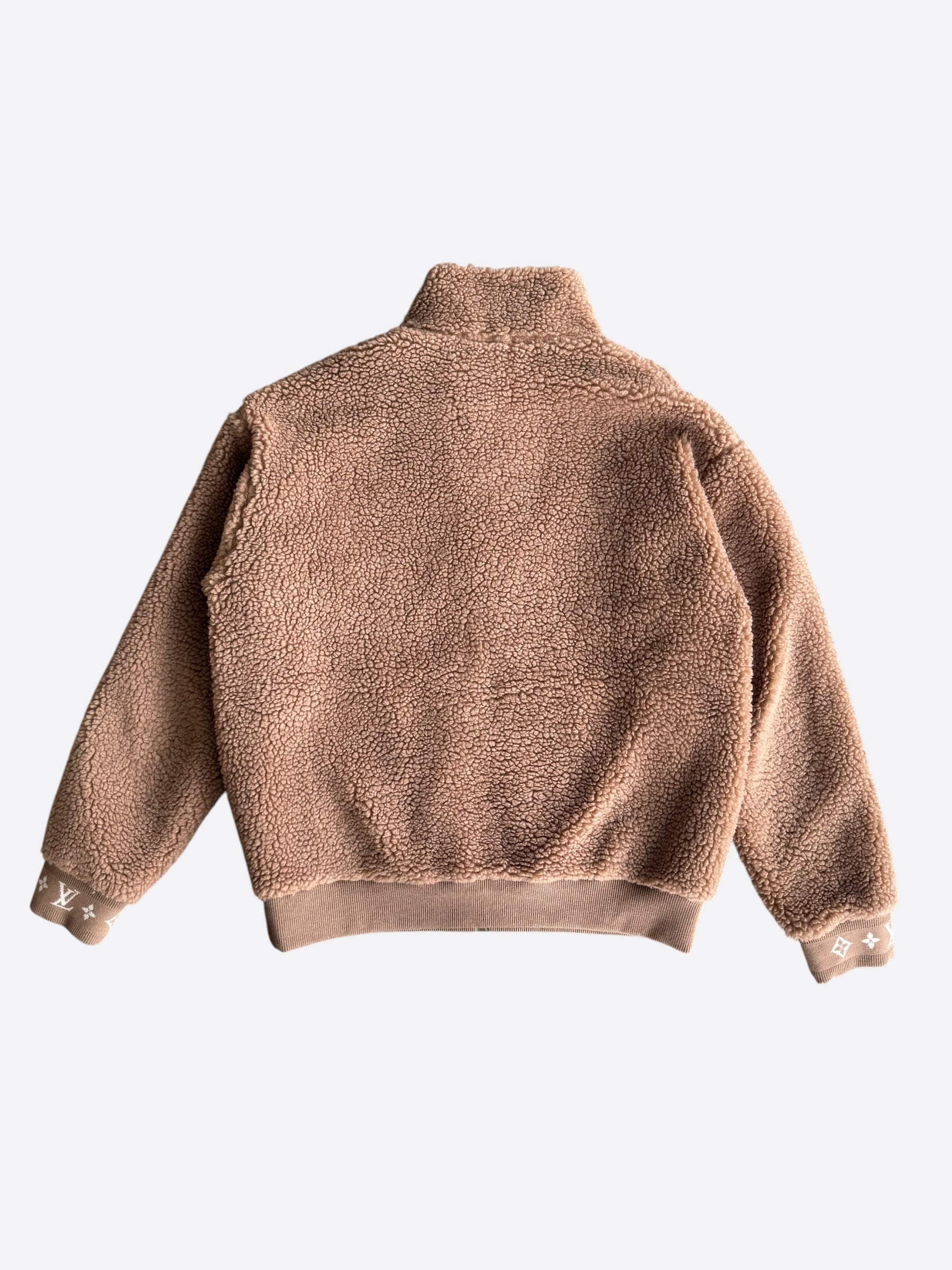 Louis Vuitton Brown Logo Fleece Zip Up Jacket – Savonches