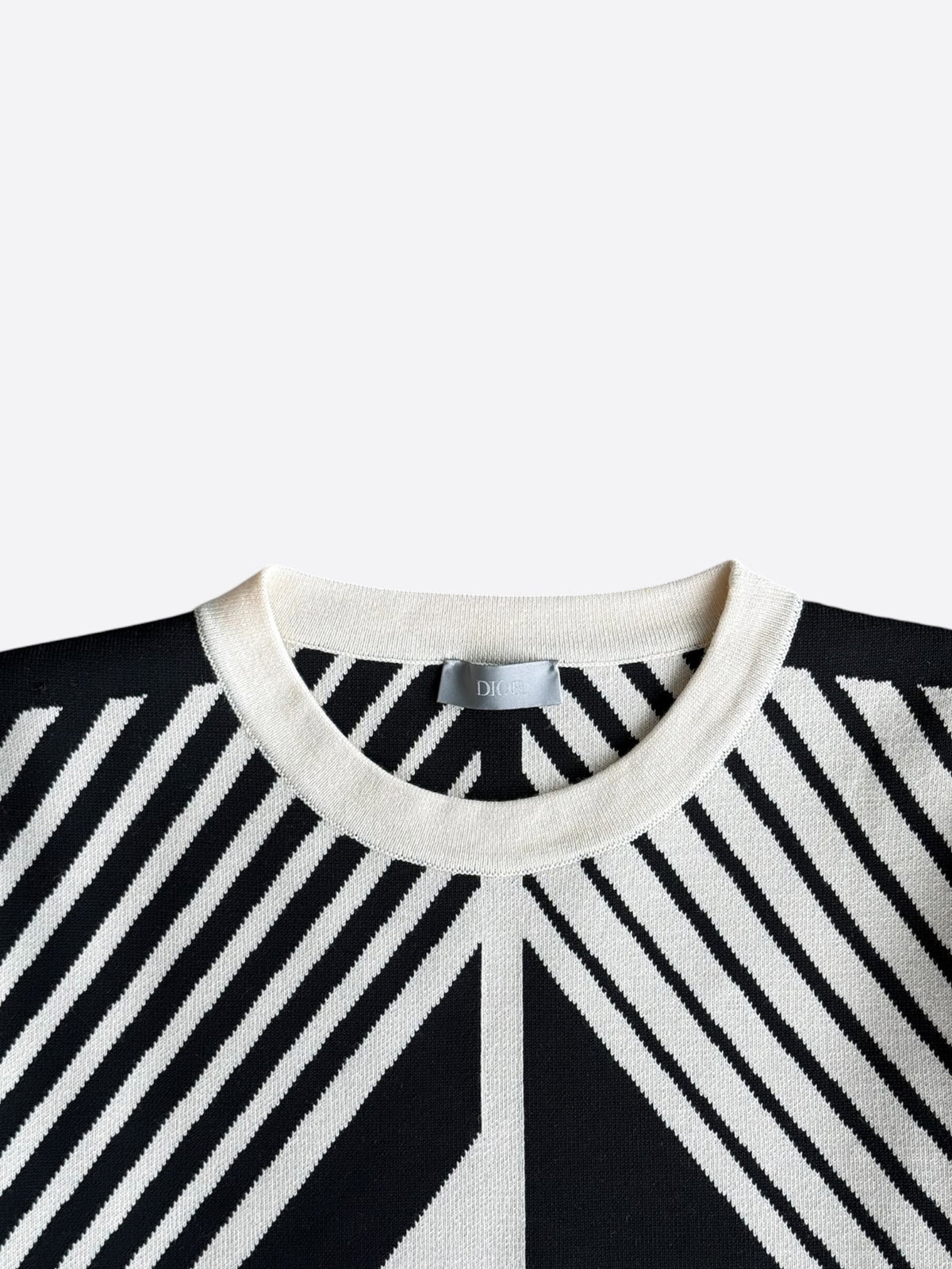 Dior Beige & Black CD Diamond Logo Knitted Sweater