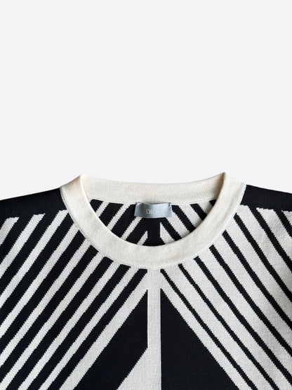 Dior Beige & Black CD Diamond Logo Knitted Sweater