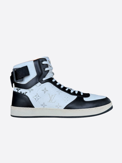 Louis Vuitton Black & White Monogram Rivoli High Top Sneakers