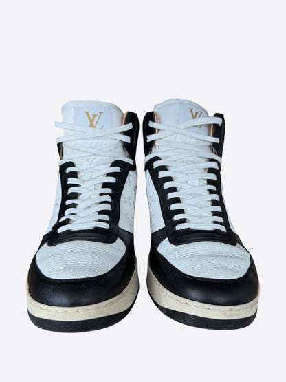 Louis Vuitton Black & White Monogram Rivoli High Top Sneakers