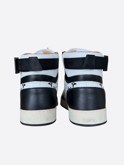 Louis Vuitton Black & White Monogram Rivoli High Top Sneakers