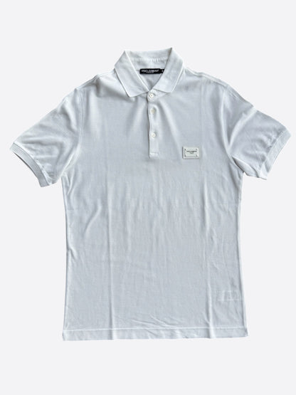 Dolce & Gabbana White Pique Polo-Shirt