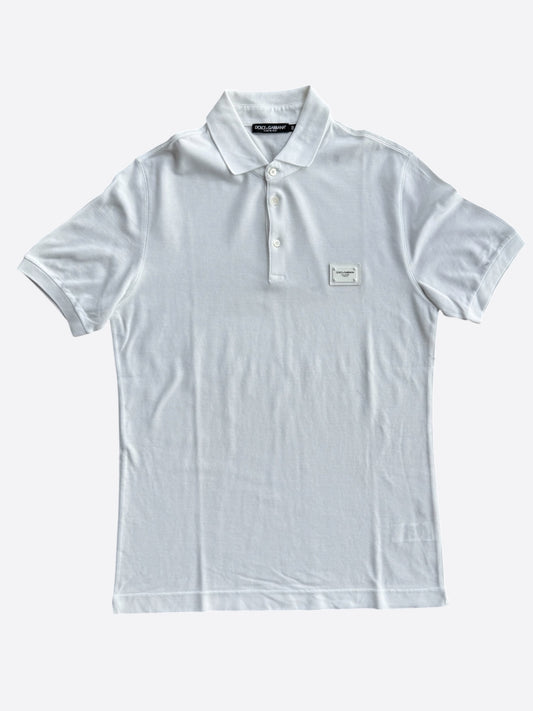 Dolce & Gabbana White Pique Polo-Shirt