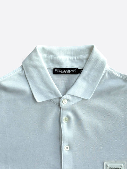 Dolce & Gabbana White Pique Polo-Shirt