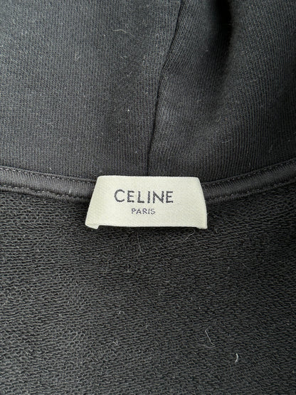 Celine Black & White Hood Logo Zip Up Hoodie