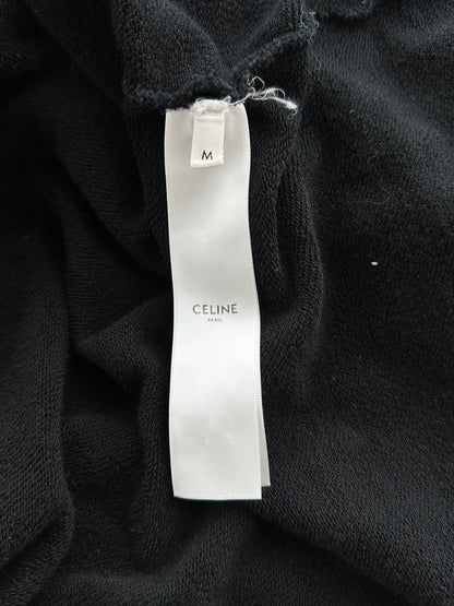 Celine Black & White Hood Logo Zip Up Hoodie