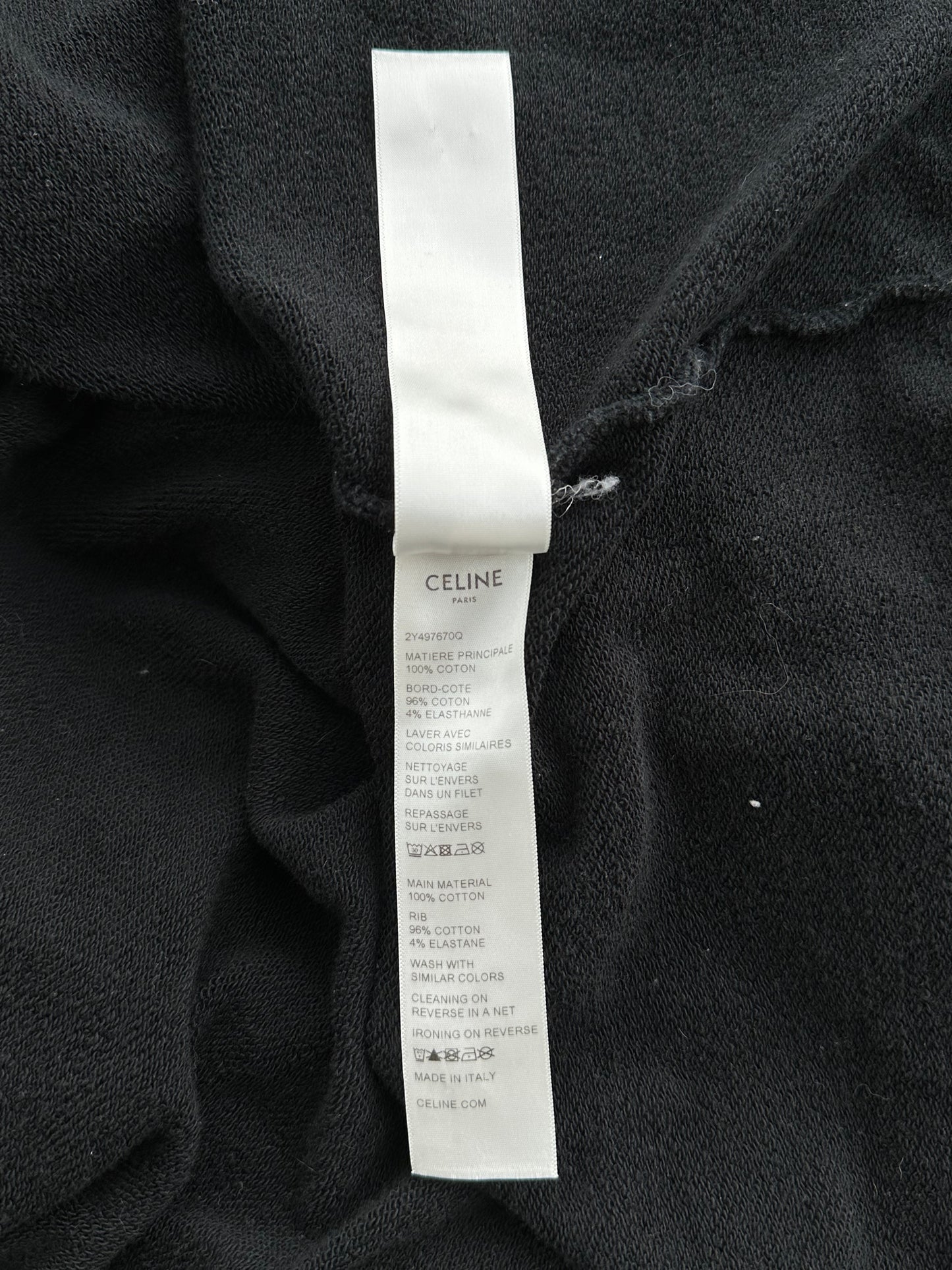 Celine Black & White Hood Logo Zip Up Hoodie