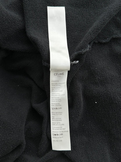 Celine Black & White Hood Logo Zip Up Hoodie