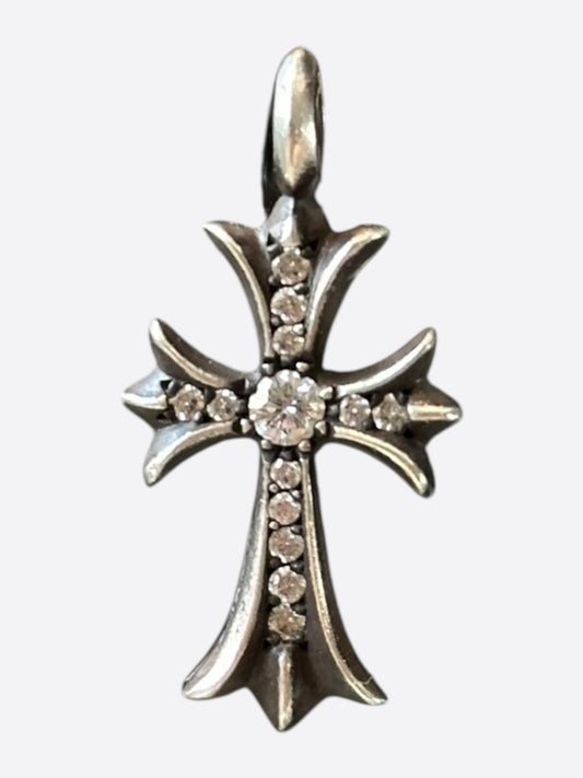 Chrome Hearts Silver & Diamond Tiny Cross Pendant