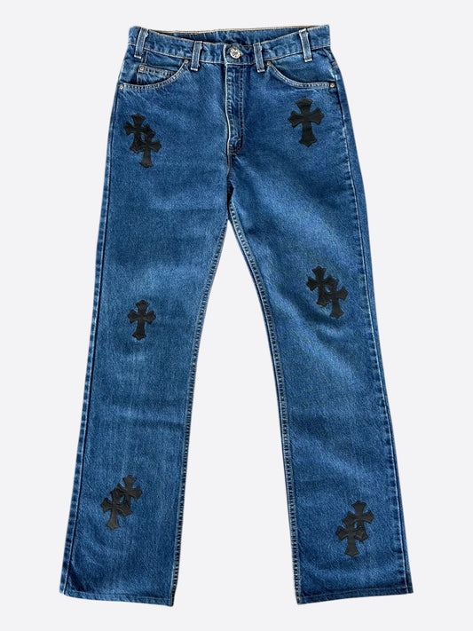 Chrome Hearts Levis Blue & Black Cross Patch Jeans