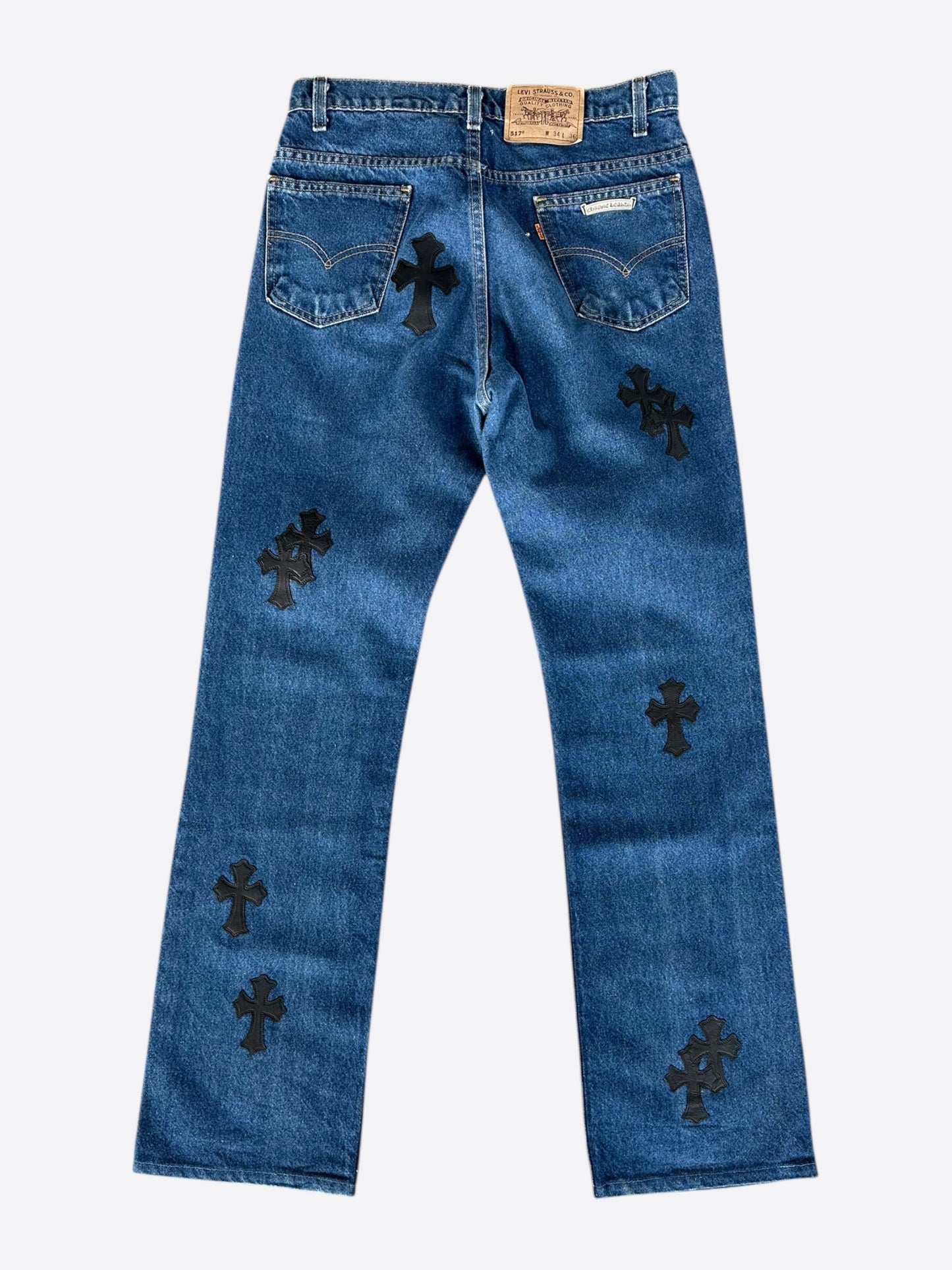 Chrome Hearts Levis Blue & Black Cross Patch Jeans