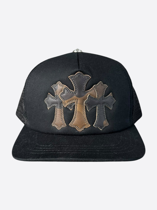 Chrome Hearts Black & Camouflage Triple Cross Patch Trucker Hat