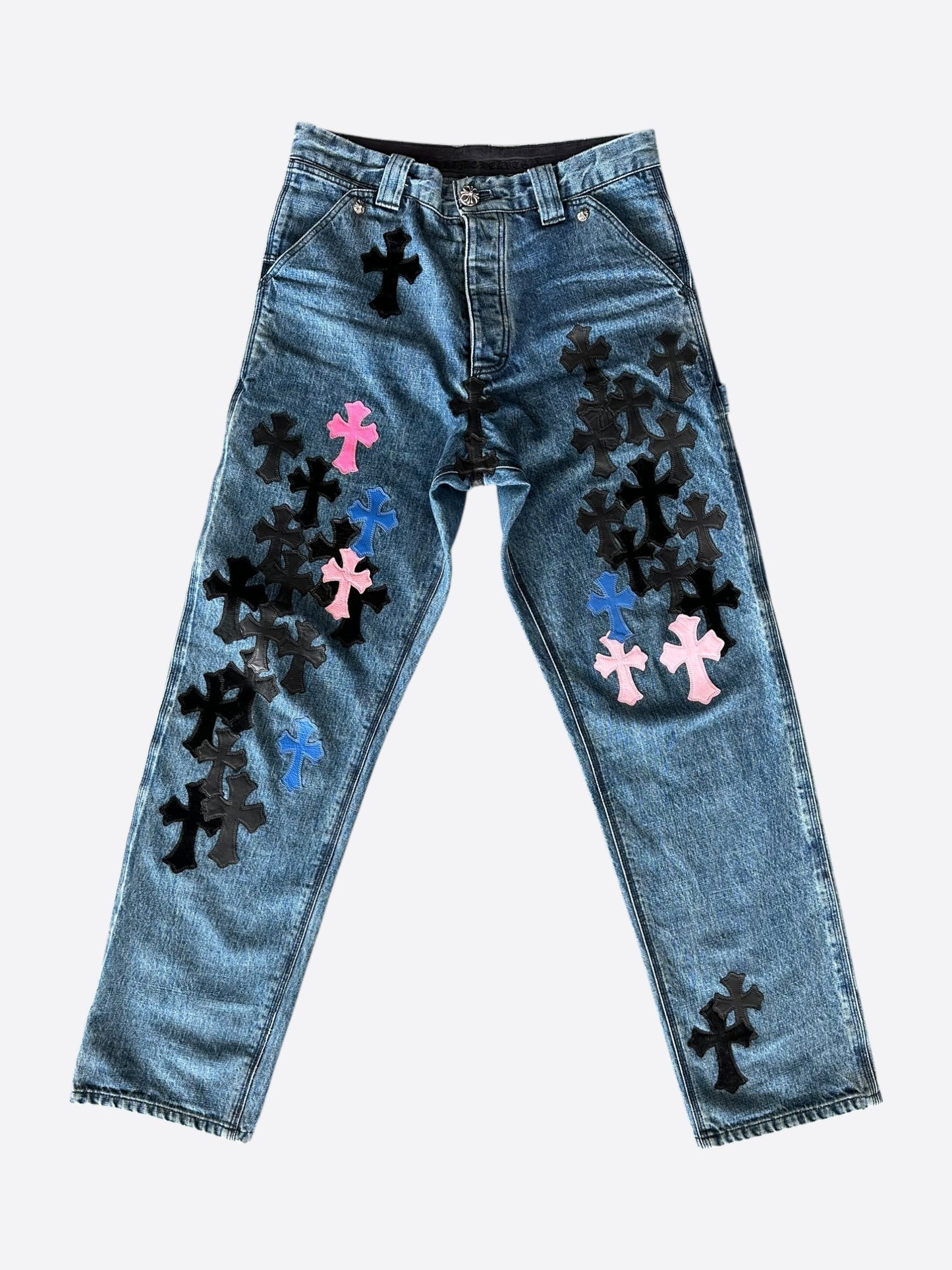 Chrome Hearts Blue Multicolor Patch 1/1 Carpenter Jeans