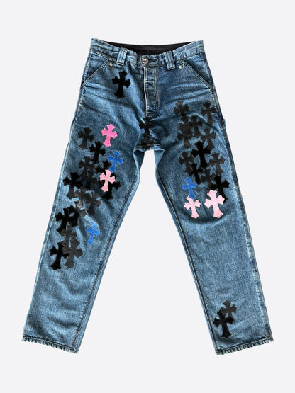 Chrome Hearts Blue Multicolor Patch 1/1 Carpenter Jeans