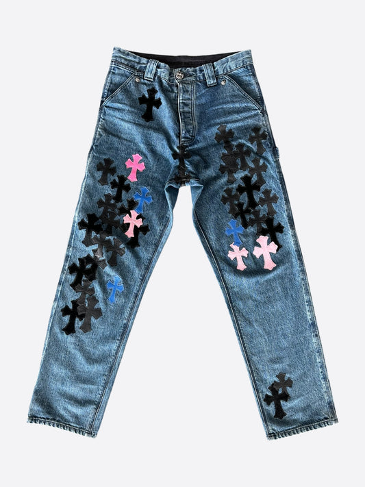 Chrome Hearts Blue Multicolor Patch 1/1 Carpenter Jeans