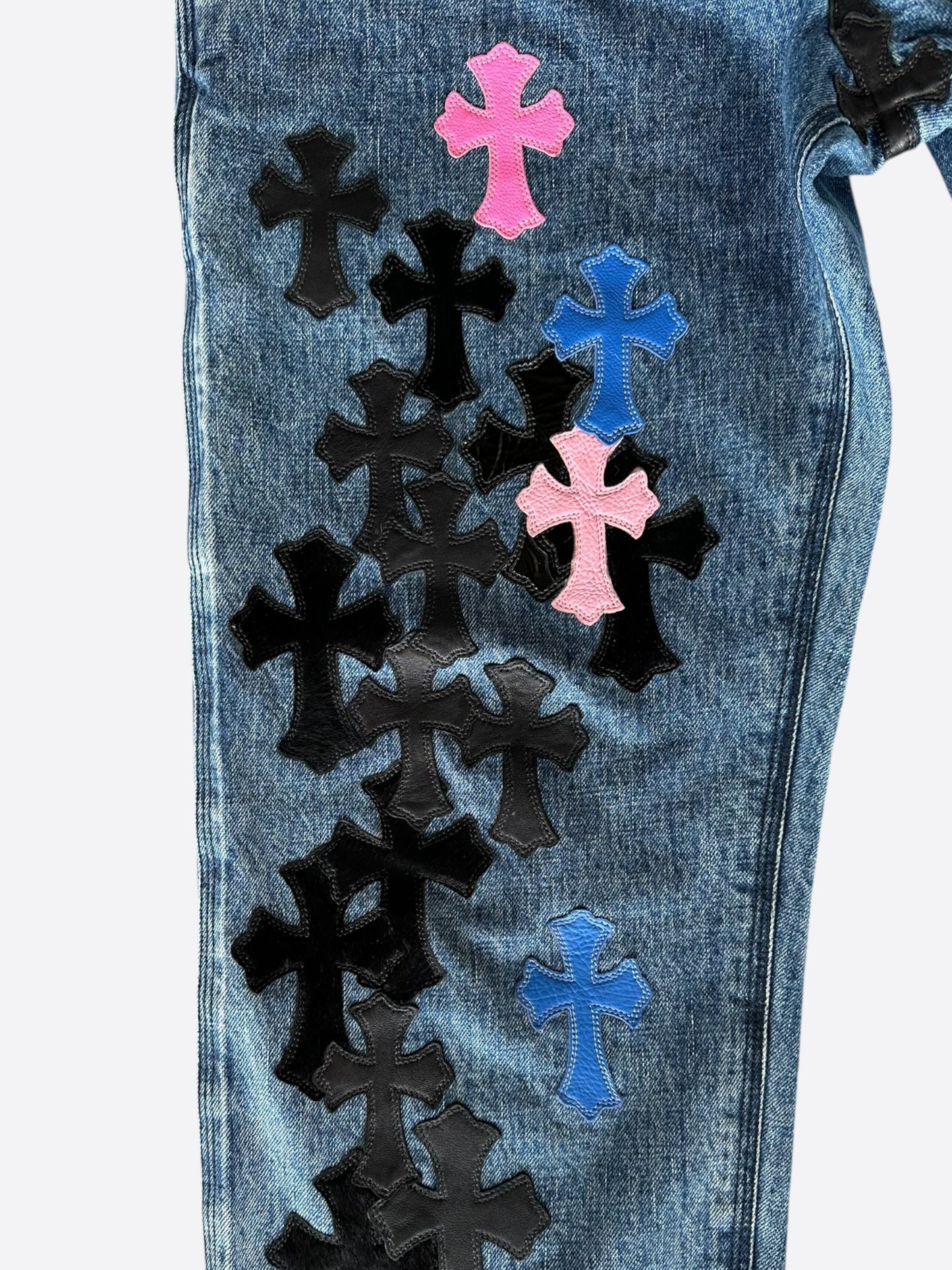 Chrome Hearts Blue Multicolor Patch 1/1 Carpenter Jeans