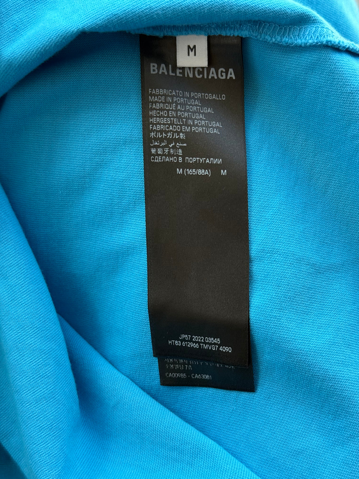 Balenciaga Blue & White Embroidered BB Logo T-Shirt