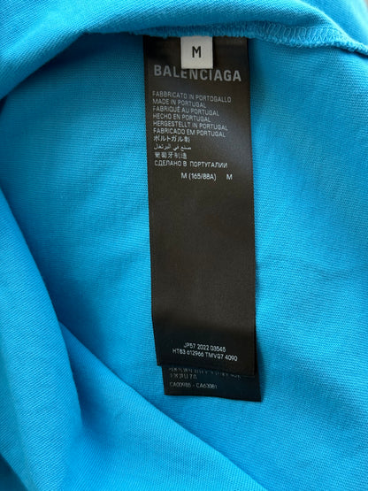 Balenciaga Blue & White Embroidered BB Logo T-Shirt