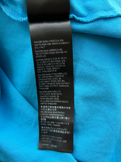 Balenciaga Blue & White Embroidered BB Logo T-Shirt