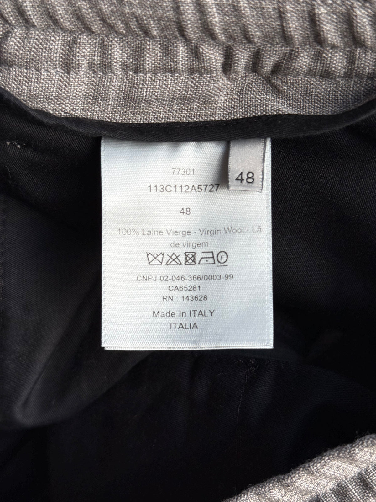 Dior Grey Pleated Wool Jogger Pants
