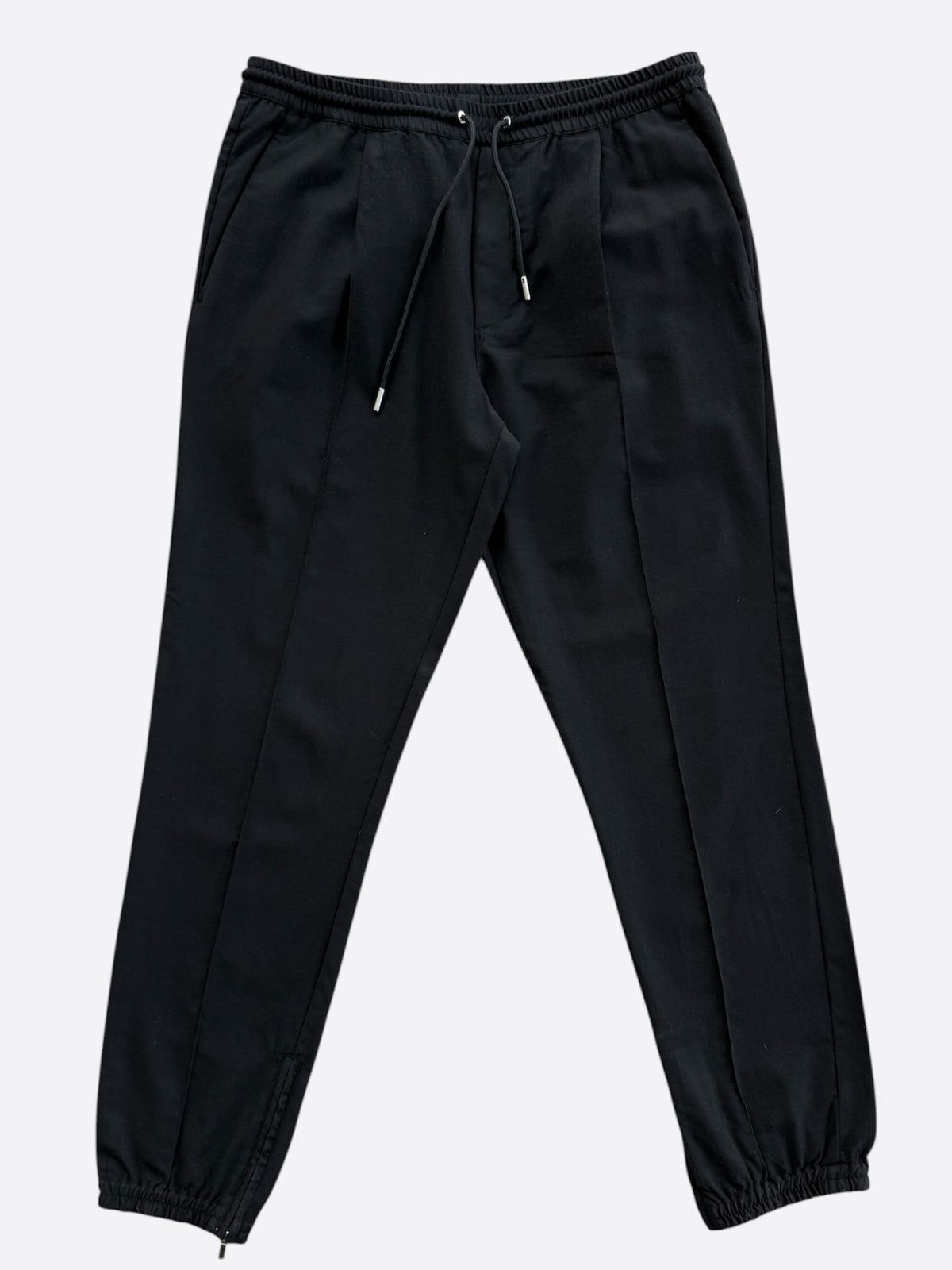 Dior Black Pleated Wool Jogger Pants