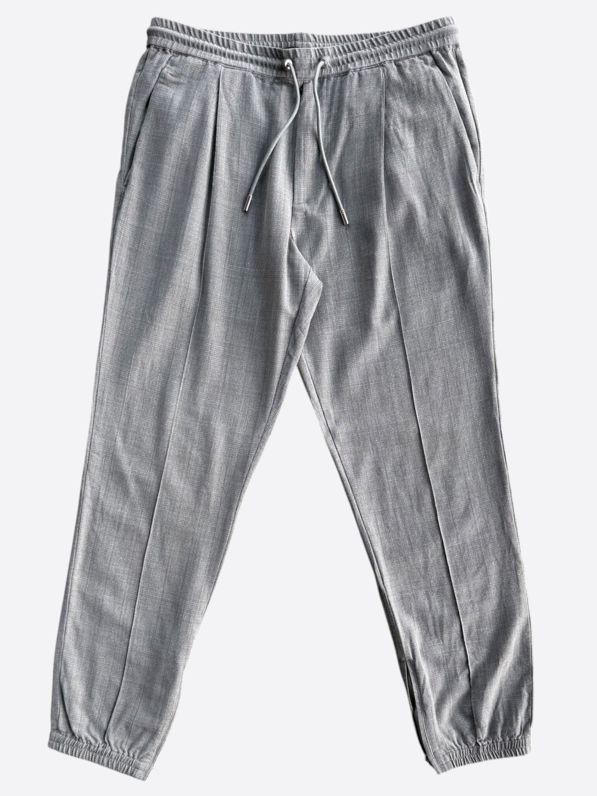 Dior Grey Pleated Wool Jogger Pants