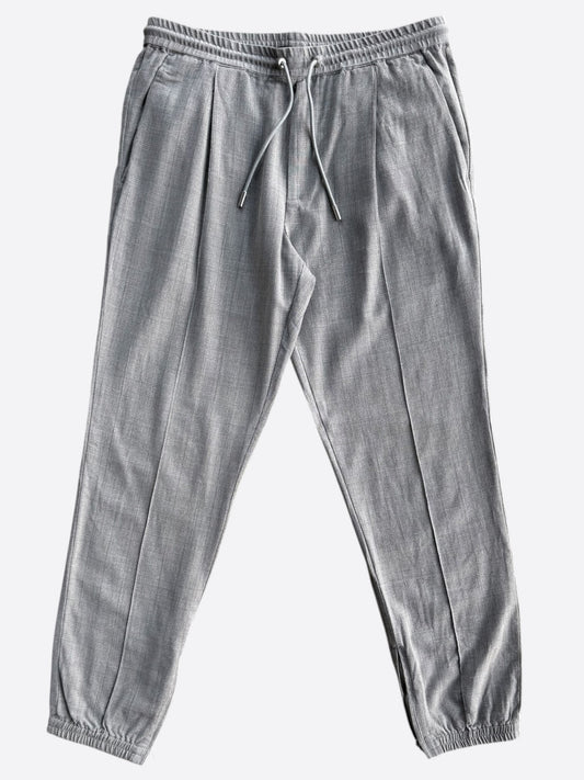Dior Grey Pleated Wool Jogger Pants
