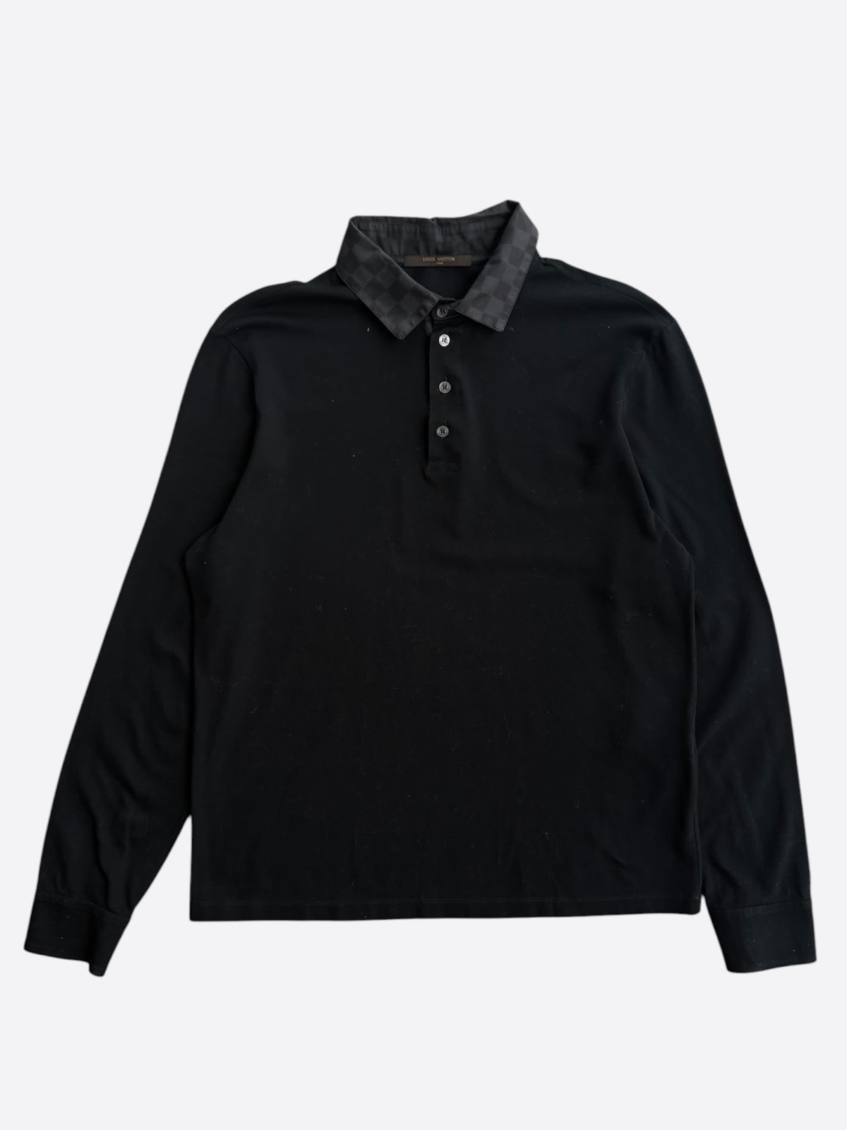 Louis Vuitton Black Damier Longsleeve Polo T-Shirt