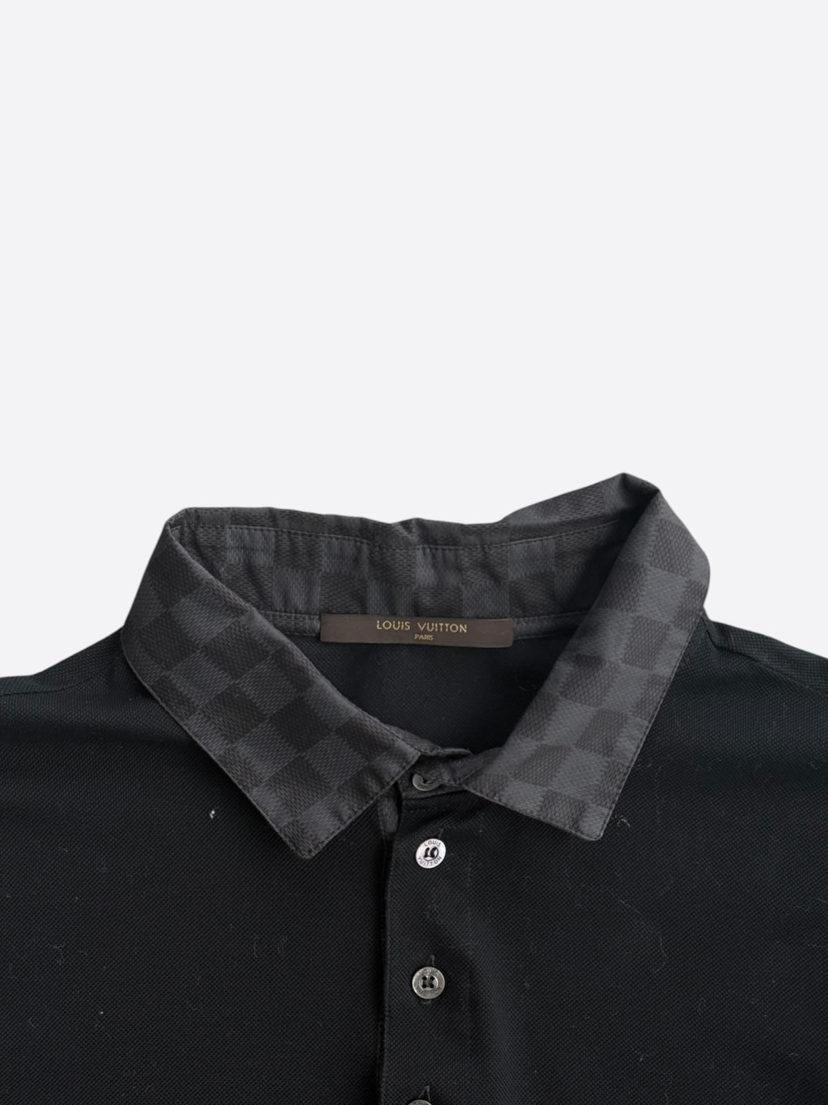 Louis Vuitton Black Damier Longsleeve Polo T-Shirt