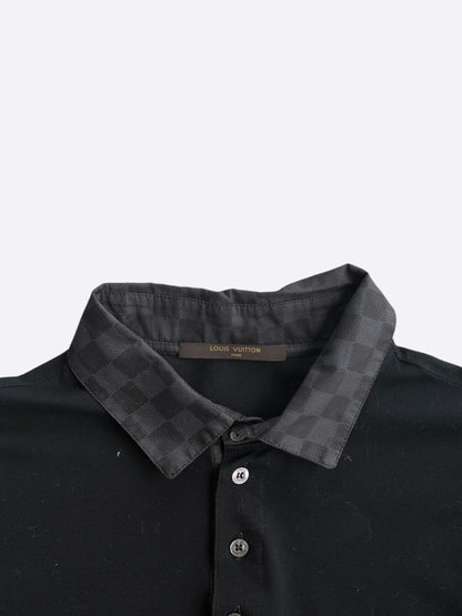 Louis Vuitton Black Damier Longsleeve Polo T-Shirt