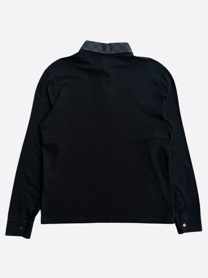 Louis Vuitton Black Damier Longsleeve Polo T-Shirt