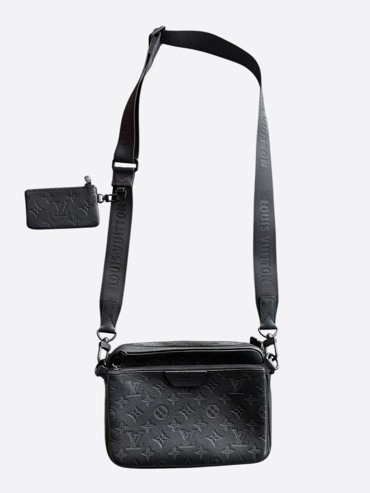 Louis Vuitton Black Shadow Monogram Trio Messenger