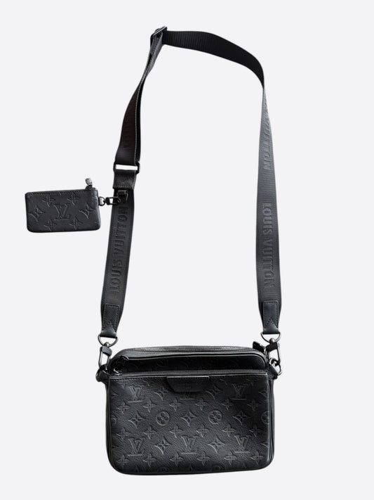 Louis Vuitton Black Shadow Monogram Trio Messenger