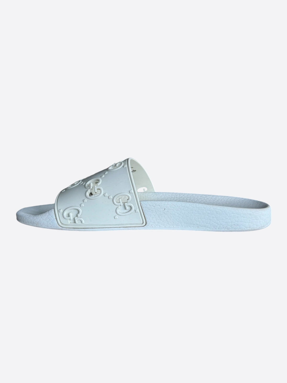Gucci White GG Monogram Rubber Slides