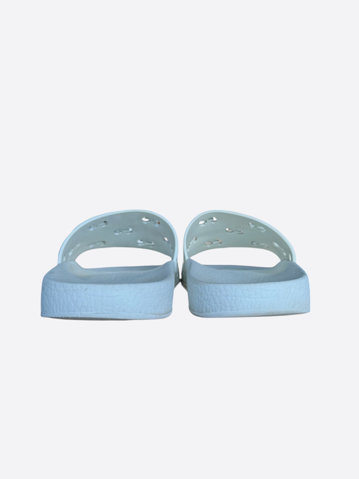 Gucci White GG Monogram Rubber Slides