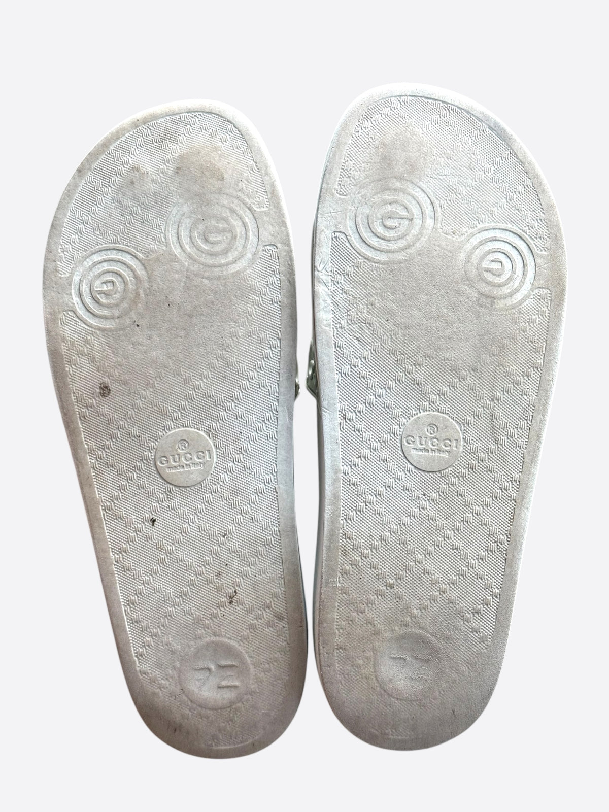Gucci White GG Monogram Rubber Slides