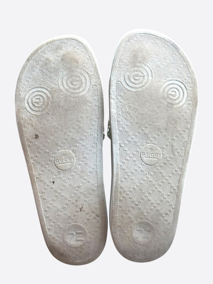 Gucci White GG Monogram Rubber Slides
