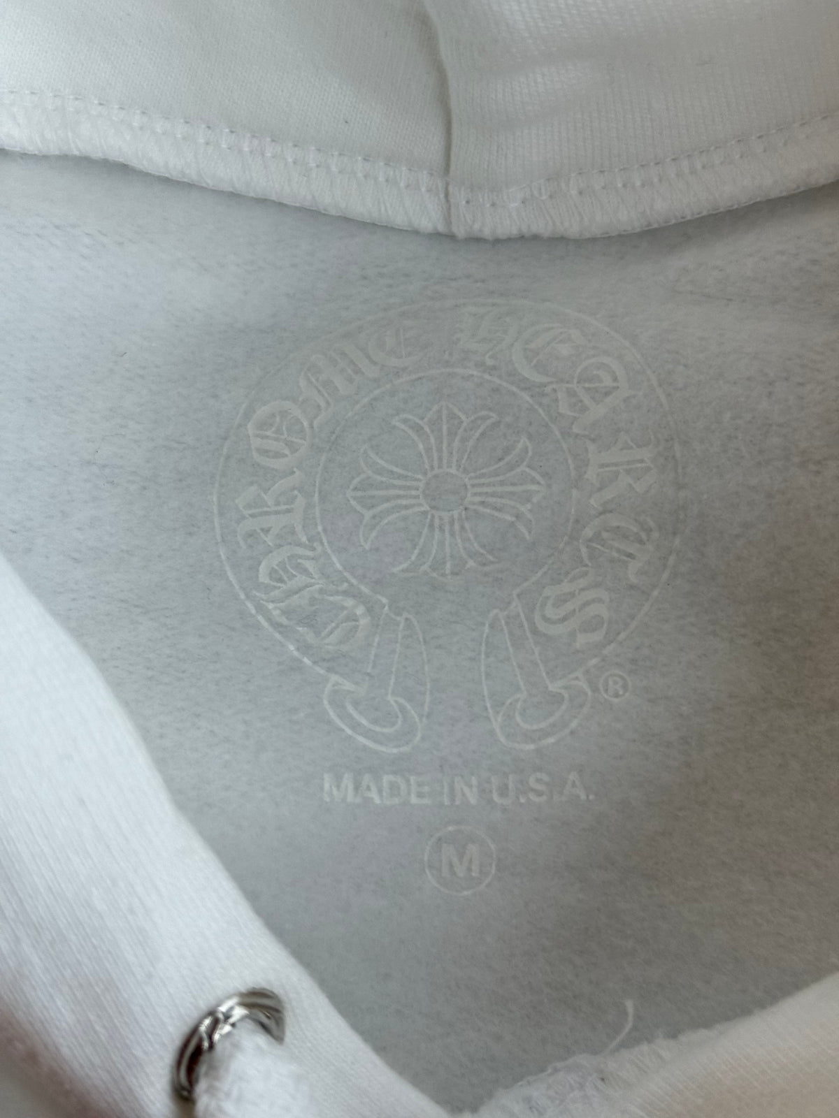 Chrome Hearts White & Silver Foil Script Logo Hoodie