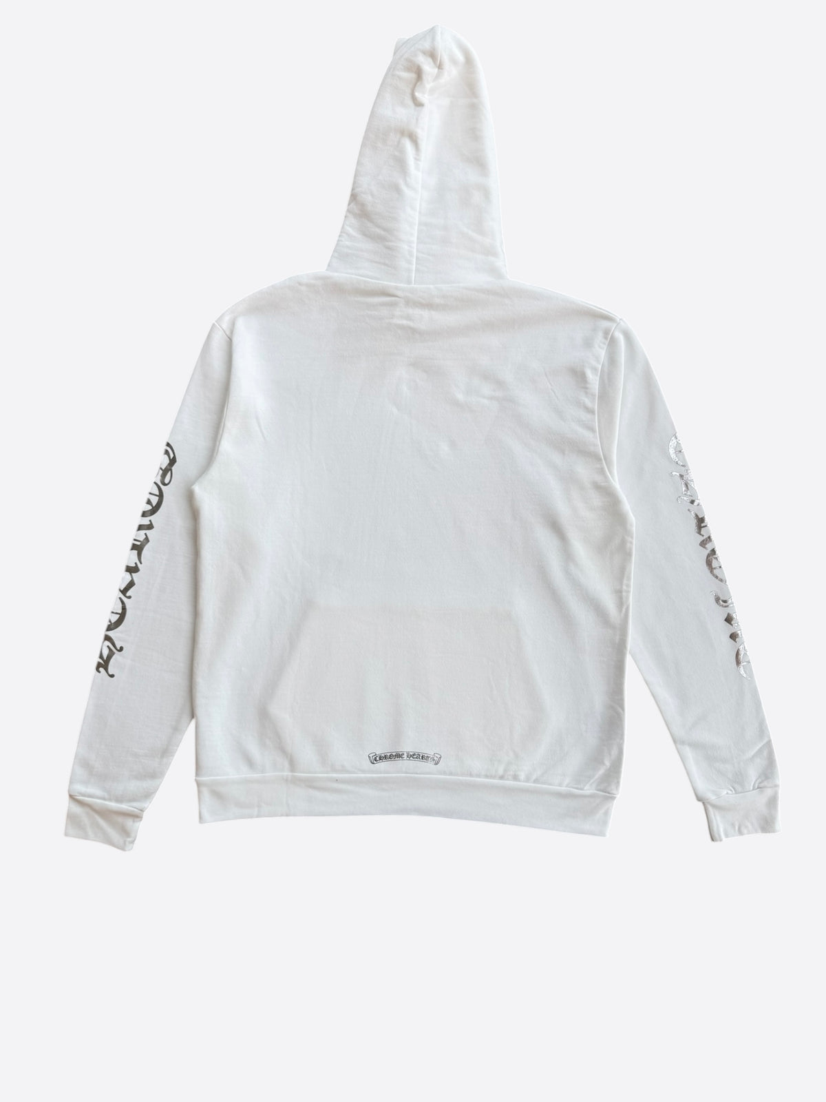 Chrome Hearts White & Silver Foil Script Logo Hoodie
