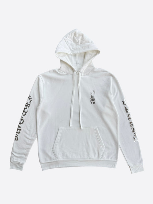 Chrome Hearts White & Silver Foil Script Logo Hoodie